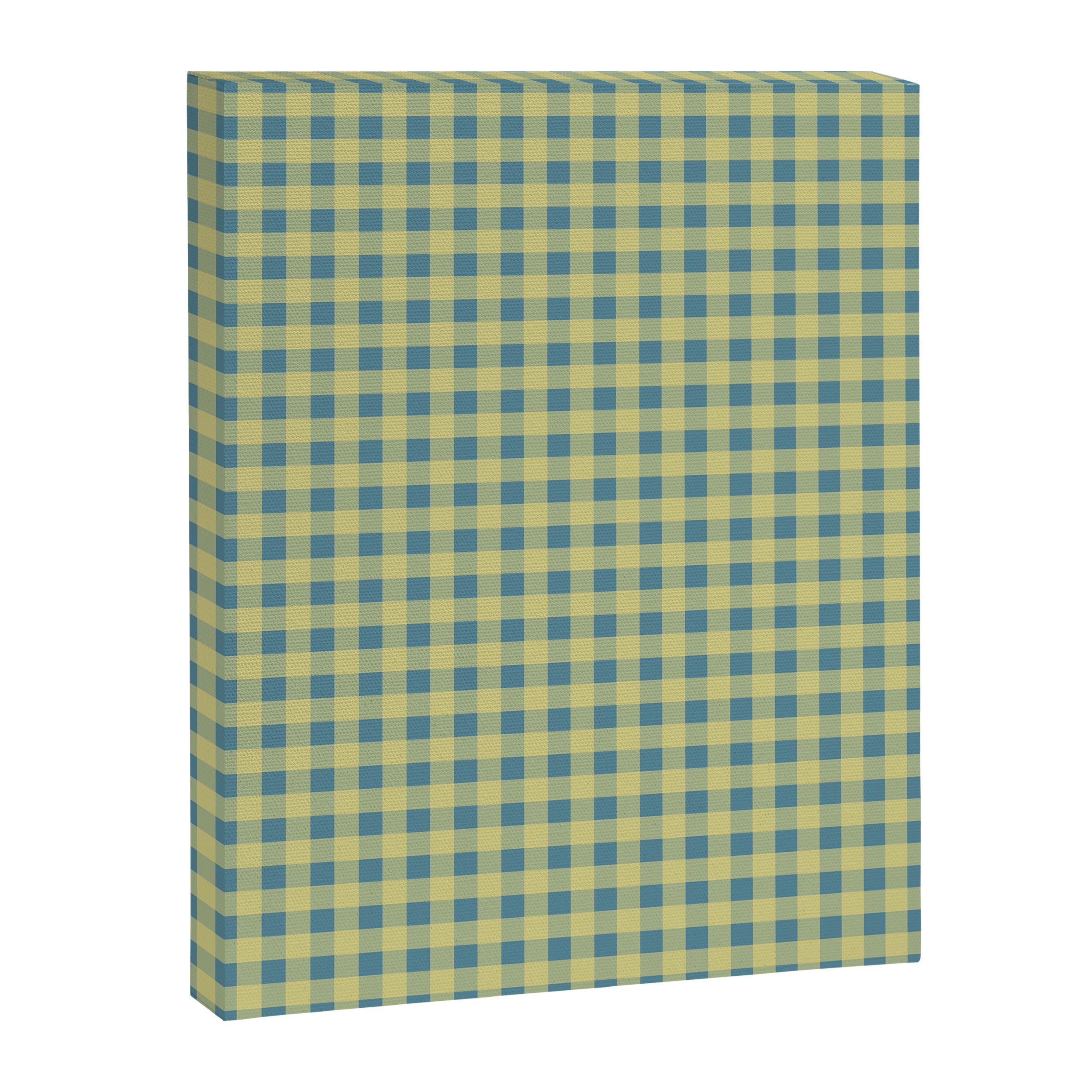Gingham Check Pattern in Butter Yellow and Air Force Blue Canvas Print Gallery Image 6