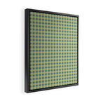 Gingham Check Pattern in Butter Yellow and Air Force Blue Framed Canvas Print Gallery Image 2