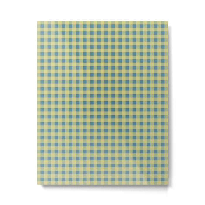 Gingham Check Pattern in Butter Yellow and Air Force Blue Metal Print Gallery Image 1