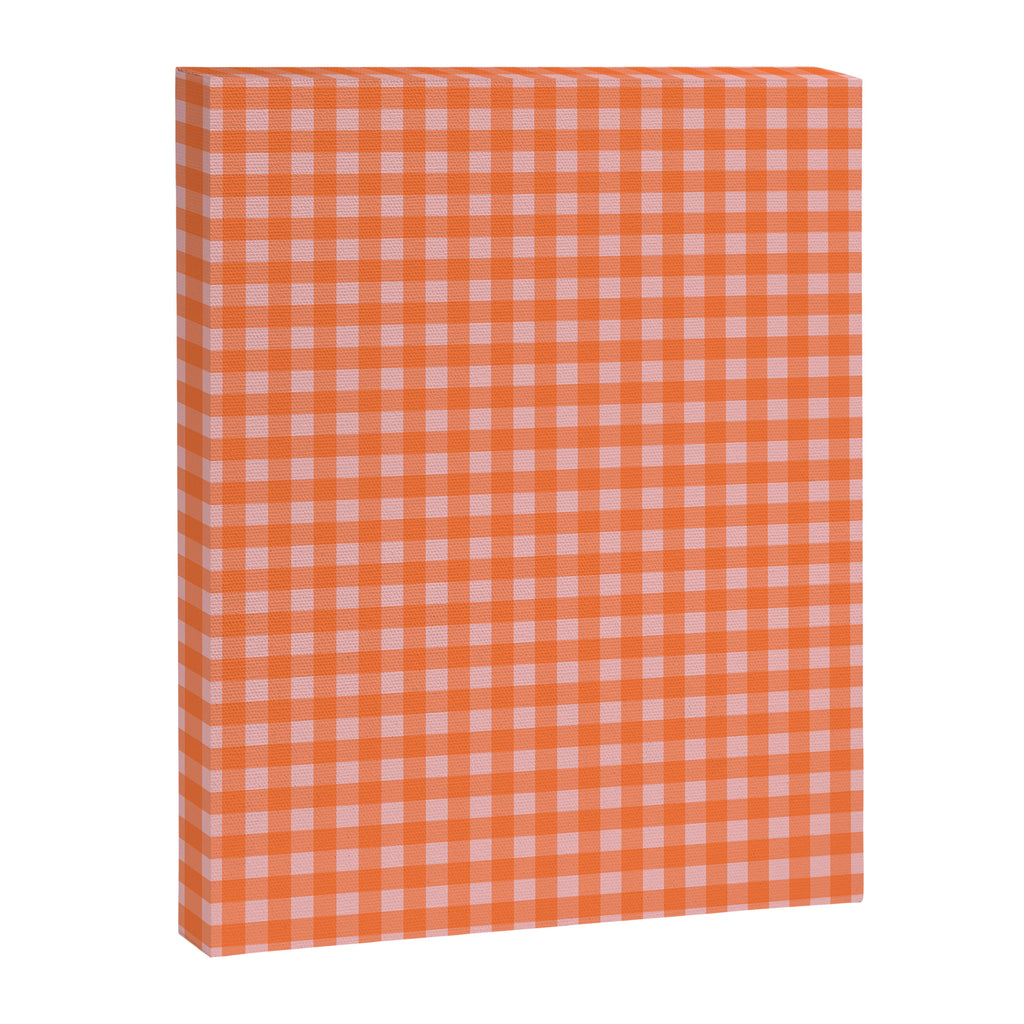Gingham Check Pattern in Cheerful Orange and Pink Blush Canvas Print Gallery Image 6