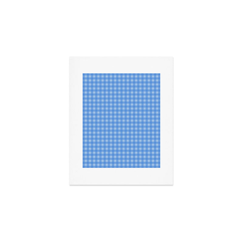 Gingham Check Pattern in Double Light Blue Art Print Gallery Image 1