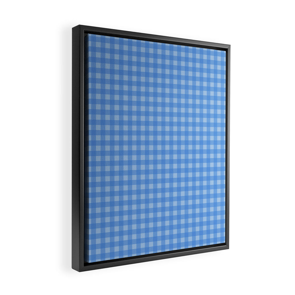 Gingham Check Pattern in Double Light Blue Framed Canvas Print Gallery Image 2