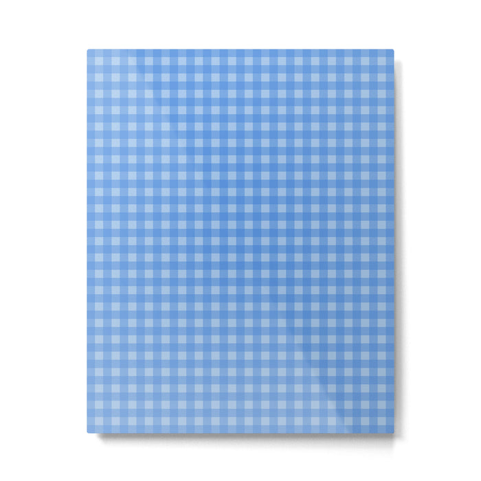 Gingham Check Pattern in Double Light Blue Metal Print Gallery Image 1