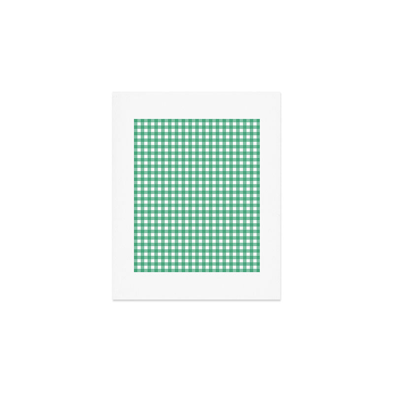 Gingham Check Pattern in Kelly Green and White Art Print Gallery Image 1