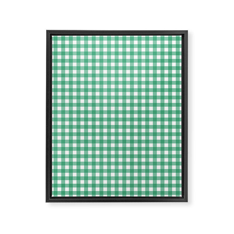 Gingham Check Pattern in Kelly Green and White Framed Canvas Print Gallery Image 6