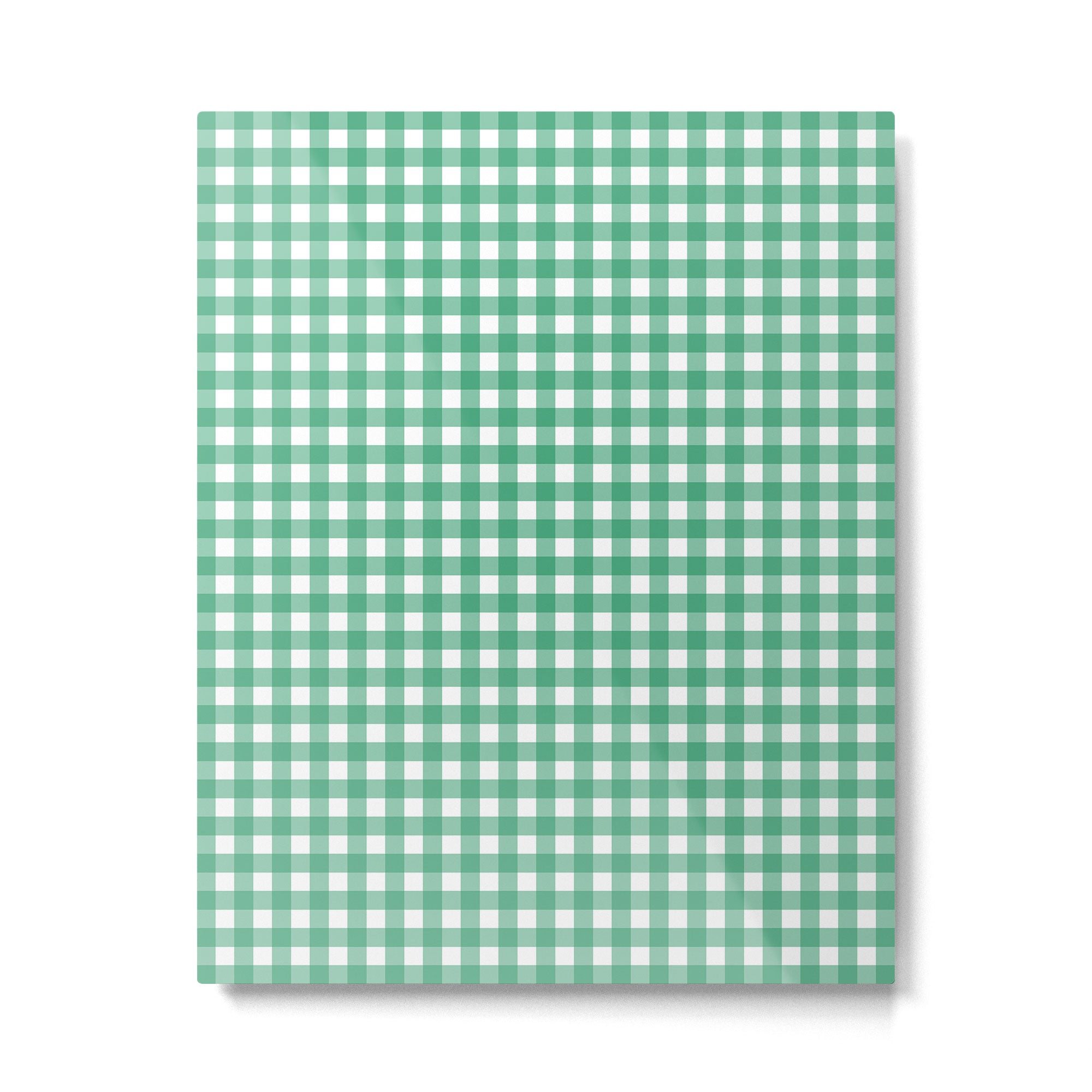 Gingham Check Pattern in Kelly Green and White Metal Print Gallery Image 4