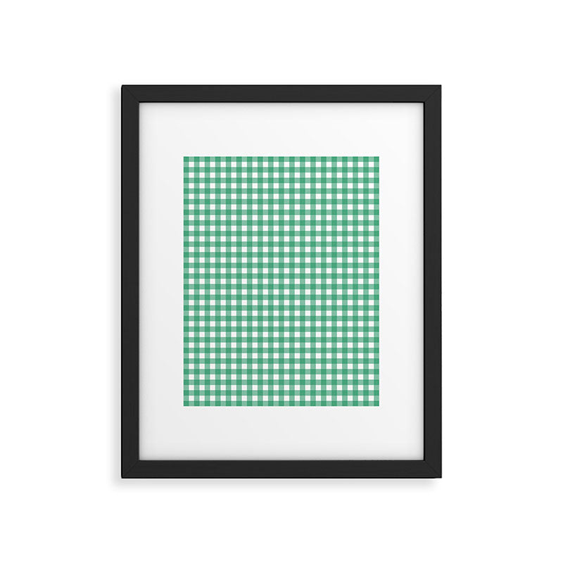 Gingham Check Pattern in Kelly Green and White Framed Art Print Gallery Image 5