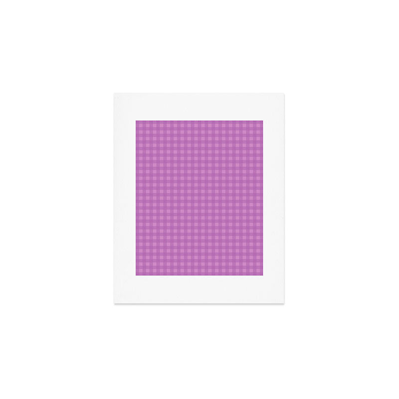 Gingham Check Pattern in Lavender Orchid Purple Art Print Gallery Image 1