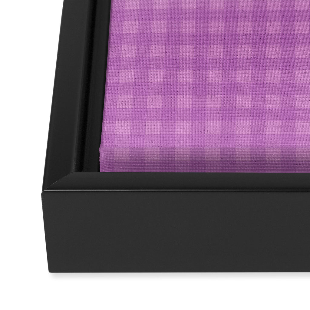 Gingham Check Pattern in Lavender Orchid Purple Framed Canvas Print Gallery Image 3