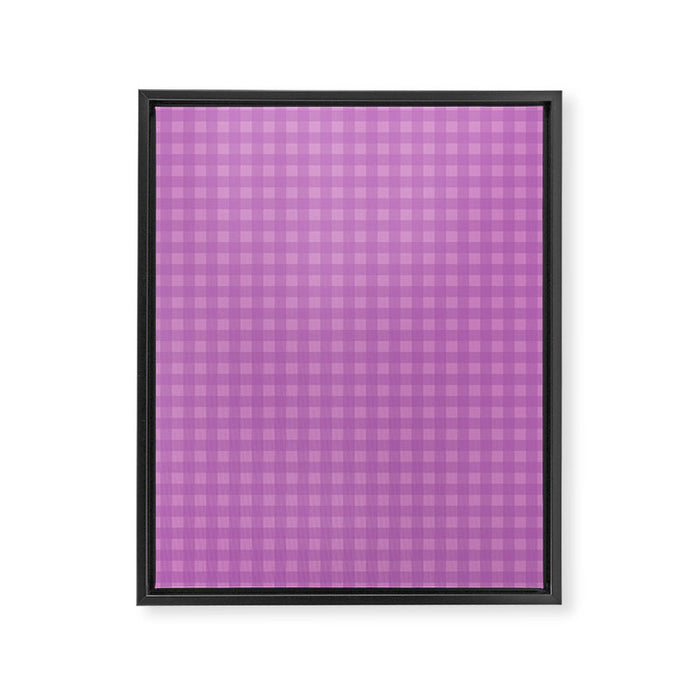 Gingham Check Pattern in Lavender Orchid Purple Framed Canvas Print Gallery Image 1