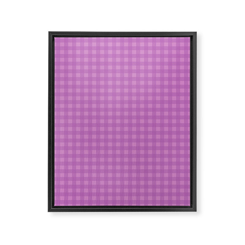 Gingham Check Pattern in Lavender Orchid Purple Framed Canvas Print Gallery Image 6