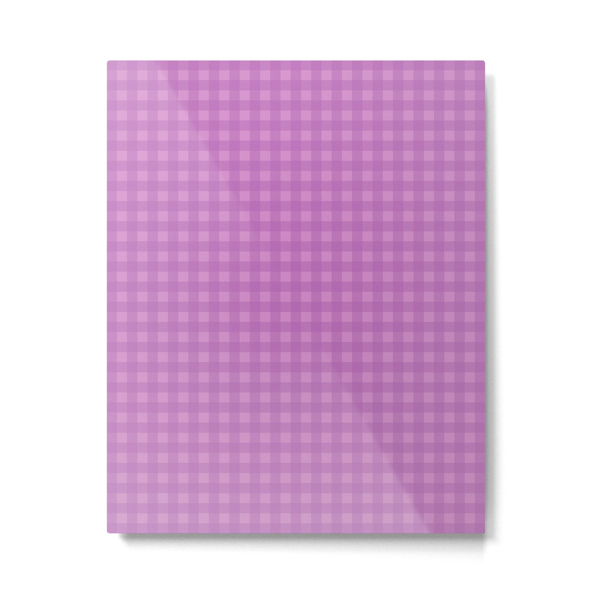 Gingham Check Pattern in Lavender Orchid Purple Metal Print Gallery Image 4