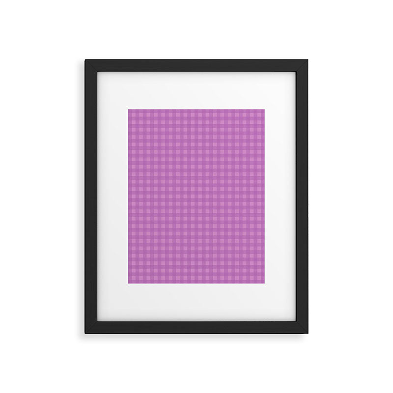 Gingham Check Pattern in Lavender Orchid Purple Framed Art Print Gallery Image 5