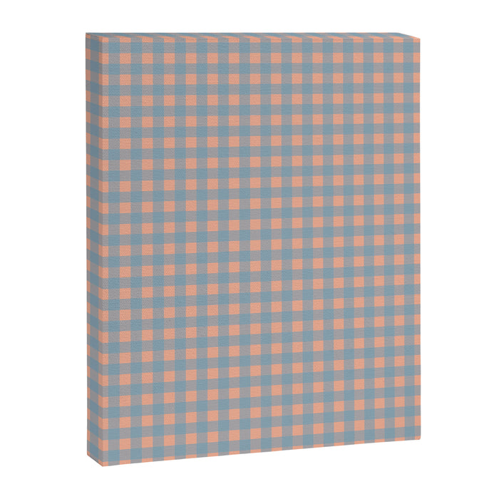 Gingham Check Pattern in Light Blue and Peach Canvas Print Gallery Image 1