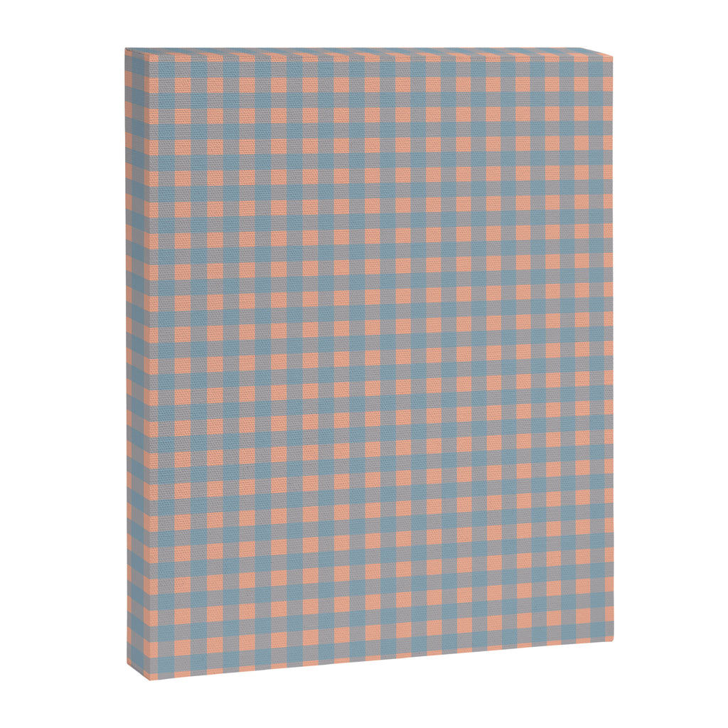 Gingham Check Pattern in Light Blue and Peach Canvas Print Gallery Image 6