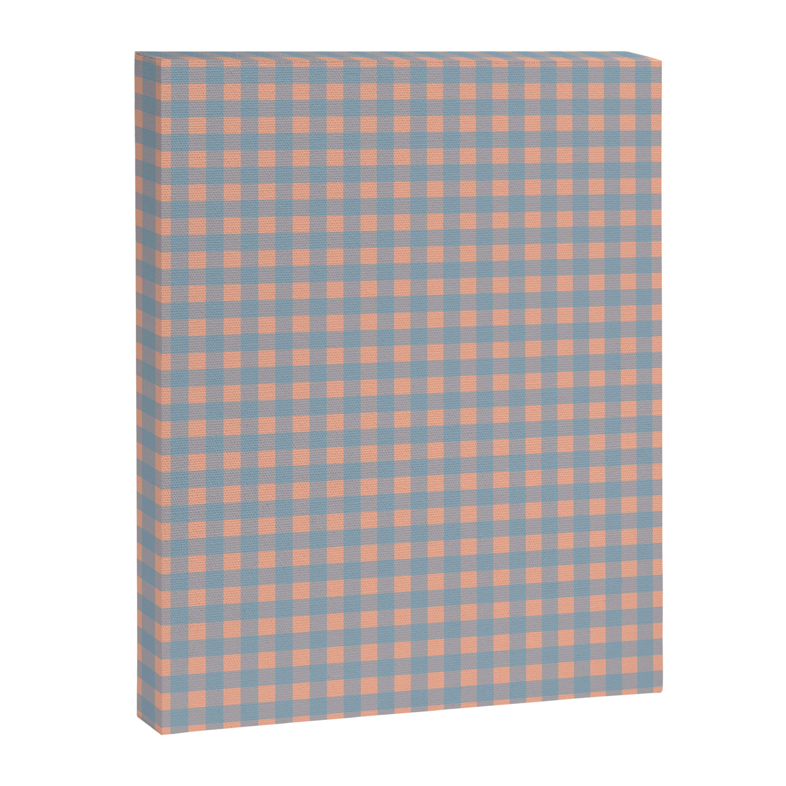 Gingham Check Pattern in Light Blue and Peach Canvas Print Gallery Image 6