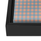 Gingham Check Pattern in Light Blue and Peach Framed Canvas Print Gallery Image 3