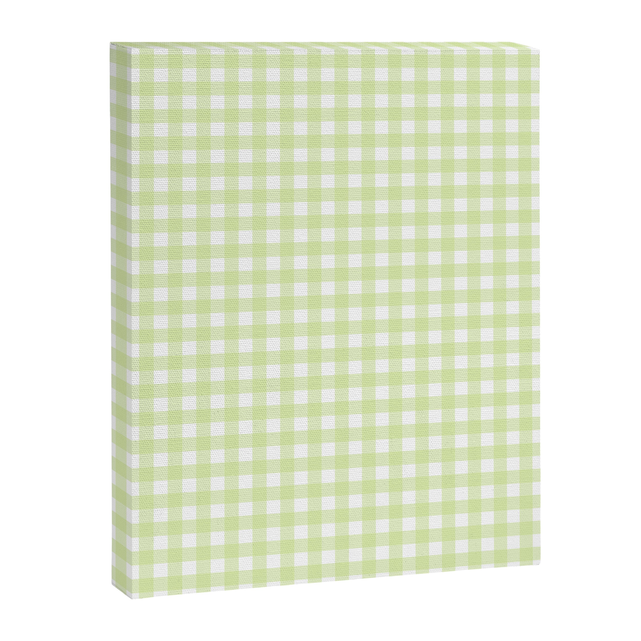 Gingham Check Pattern in Light Lime Green and White Canvas Print Gallery Image 6