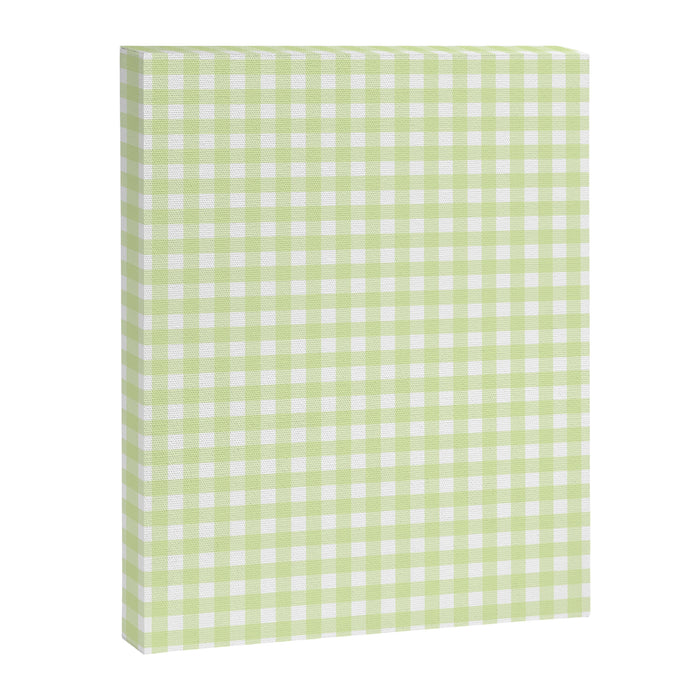 Gingham Check Pattern in Light Lime Green and White Canvas Print Gallery Image 1
