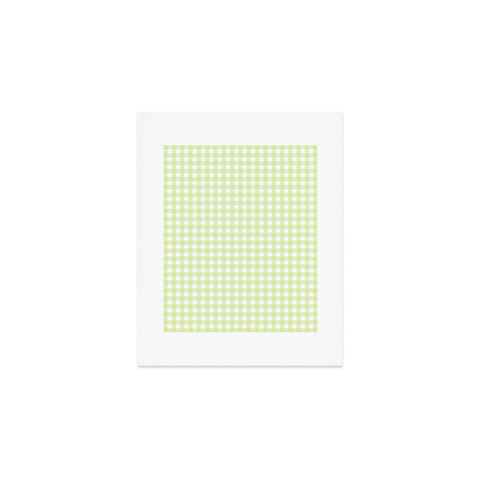 Gingham Check Pattern in Light Lime Green and White Art Print Gallery Image 1