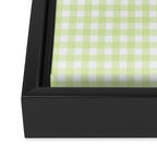 Gingham Check Pattern in Light Lime Green and White Framed Canvas Print Gallery Image 3