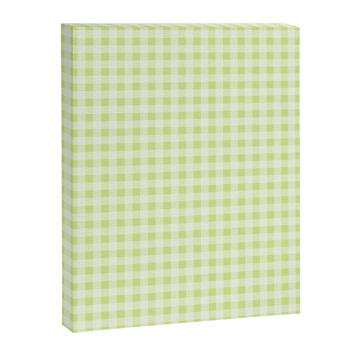 Gingham Check Pattern in Light Lime Green and White Canvas Print Gallery Image 1