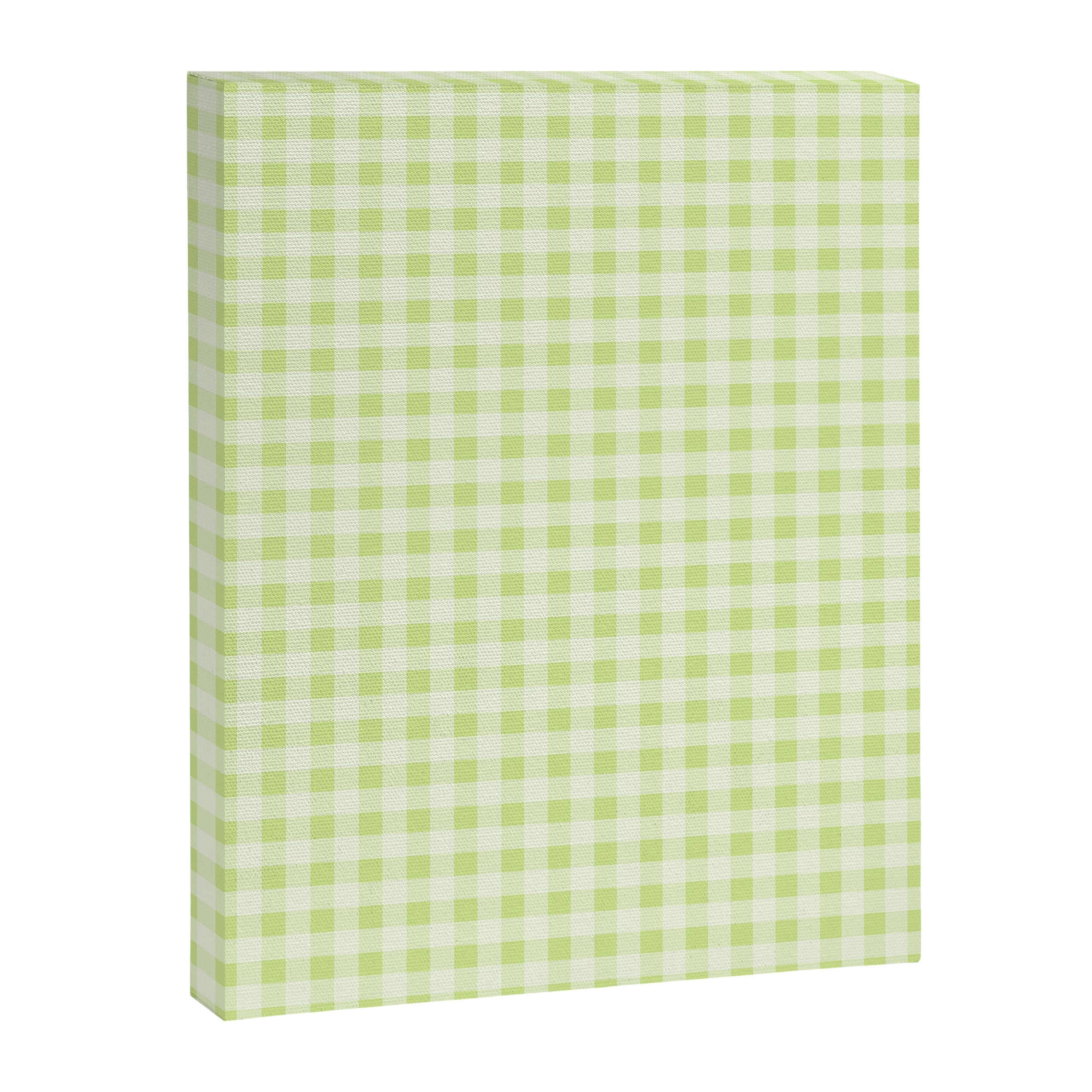 Gingham Check Pattern in Light Lime Green and White Canvas Print Gallery Image 6