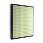 Gingham Check Pattern in Light Lime Green and White Framed Canvas Print Gallery Image 2