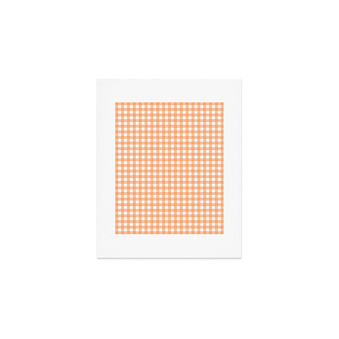Gingham Check Pattern in Light Pastel Orange and White Art Print Gallery Image 1