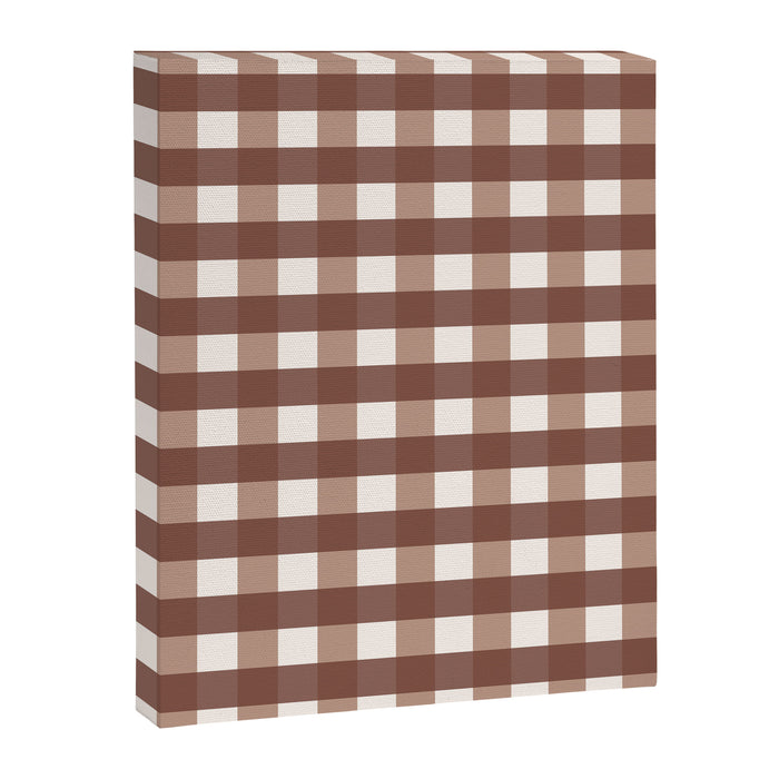 Gingham Check Pattern in Mocha Brown and Cream Canvas Print Gallery Image 1