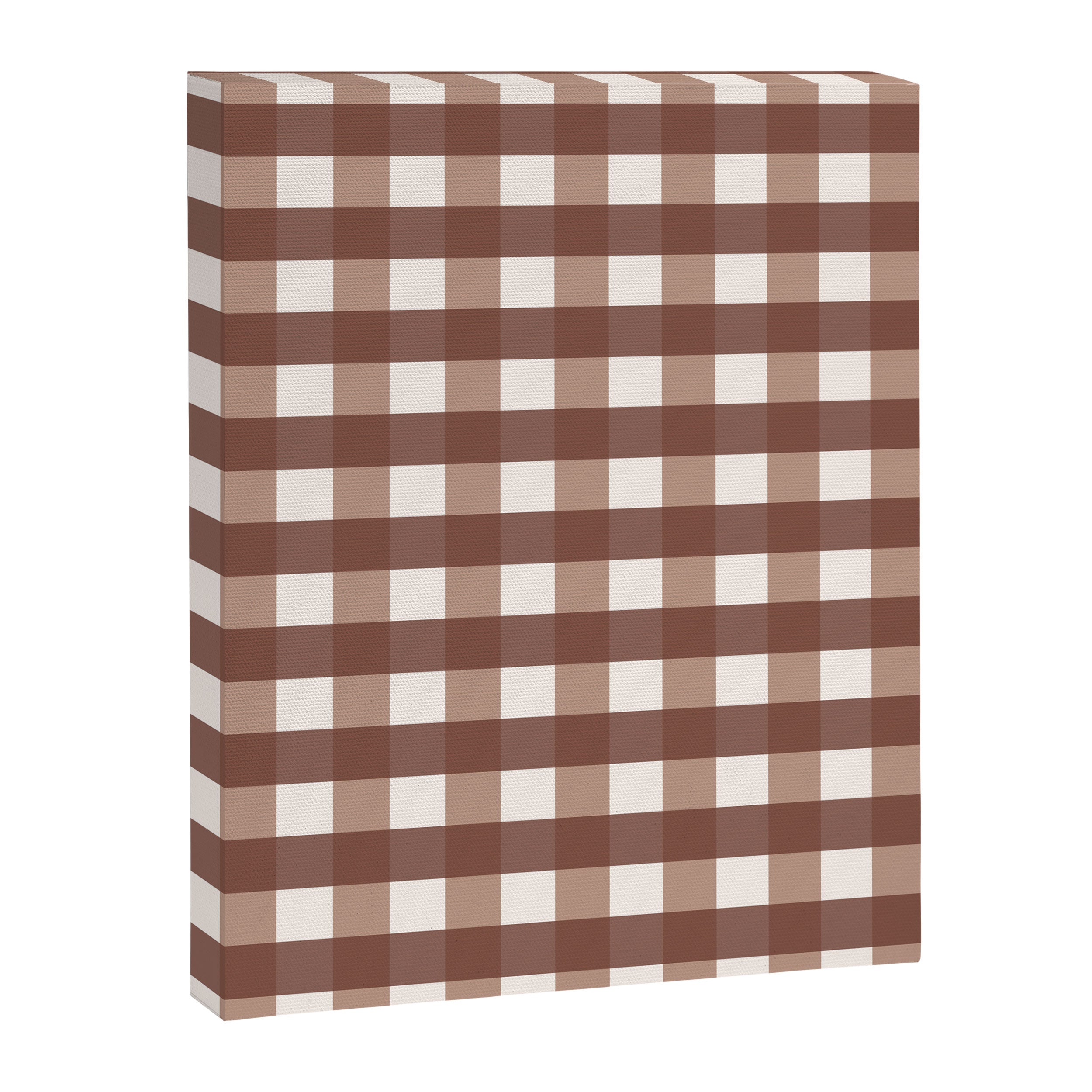 Gingham Check Pattern in Mocha Brown and Cream Canvas Print Gallery Image 8