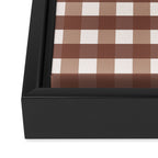 Gingham Check Pattern in Mocha Brown and Cream Framed Canvas Print Gallery Image 3