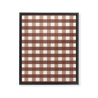 Gingham Check Pattern in Mocha Brown and Cream Framed Canvas Print Gallery Image 8