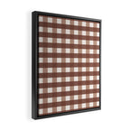 Gingham Check Pattern in Mocha Brown and Cream Framed Canvas Print Gallery Image 2