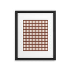 Gingham Check Pattern in Mocha Brown and Cream Framed Art Print Gallery Image 6