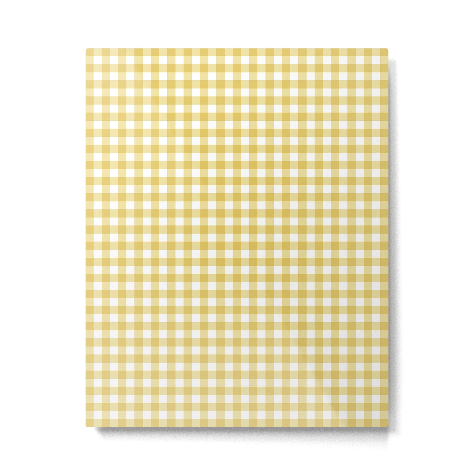 Gingham Check Pattern in Mustard Yellow and White Metal Print Gallery Image 4