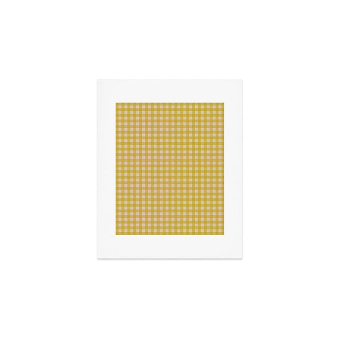 Gingham Check Pattern in Muted Mustard Yellow and Beige Art Print Gallery Image 1