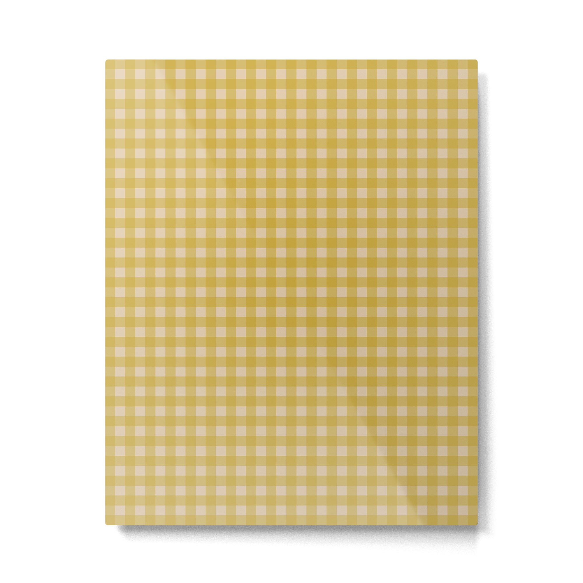 Gingham Check Pattern in Muted Mustard Yellow and Beige Metal Print Gallery Image 4