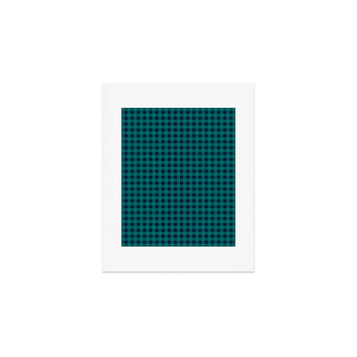 Gingham Check Pattern in Navy Blue and Teal Art Print Gallery Image 1