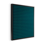 Gingham Check Pattern in Navy Blue and Teal Framed Canvas Print Gallery Image 2