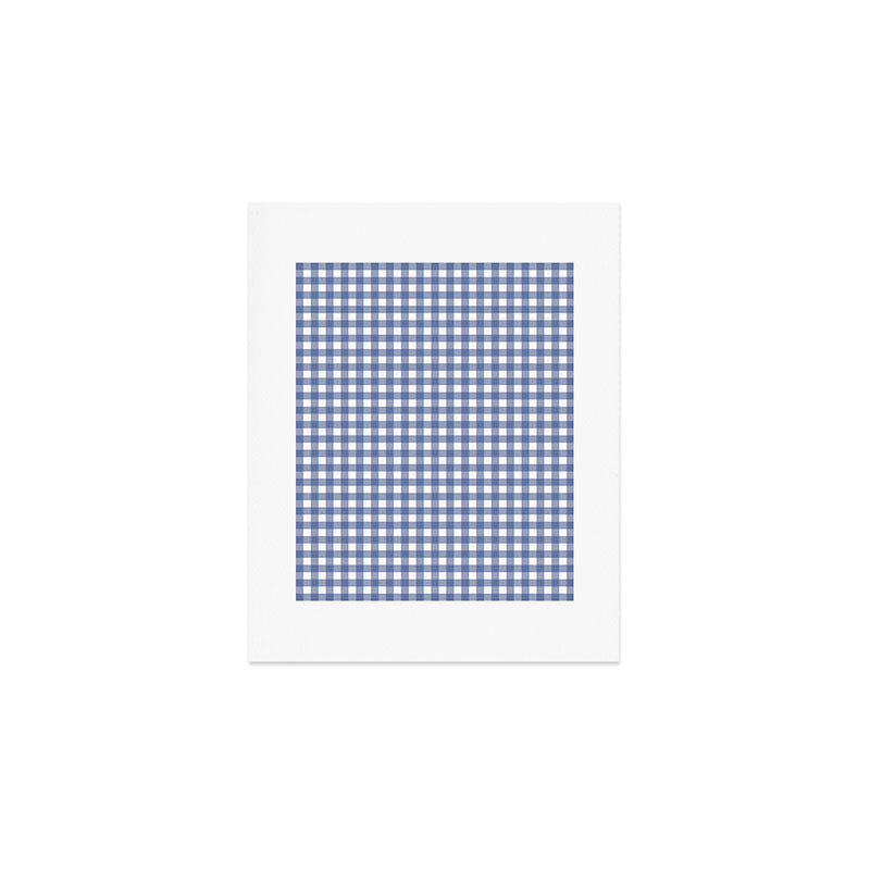 Gingham Check Pattern in Navy Blue and White Art Print Gallery Image 1