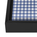 Gingham Check Pattern in Navy Blue and White Framed Canvas Print Gallery Image 3