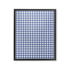 Gingham Check Pattern in Navy Blue and White Framed Canvas Print Gallery Image 6