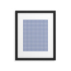 Gingham Check Pattern in Navy Blue and White Framed Art Print Gallery Image 5