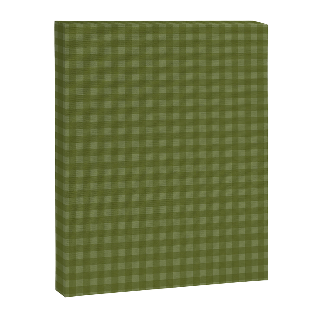 Gingham Check Pattern in Olive and Moss Green Canvas Print Gallery Image 6