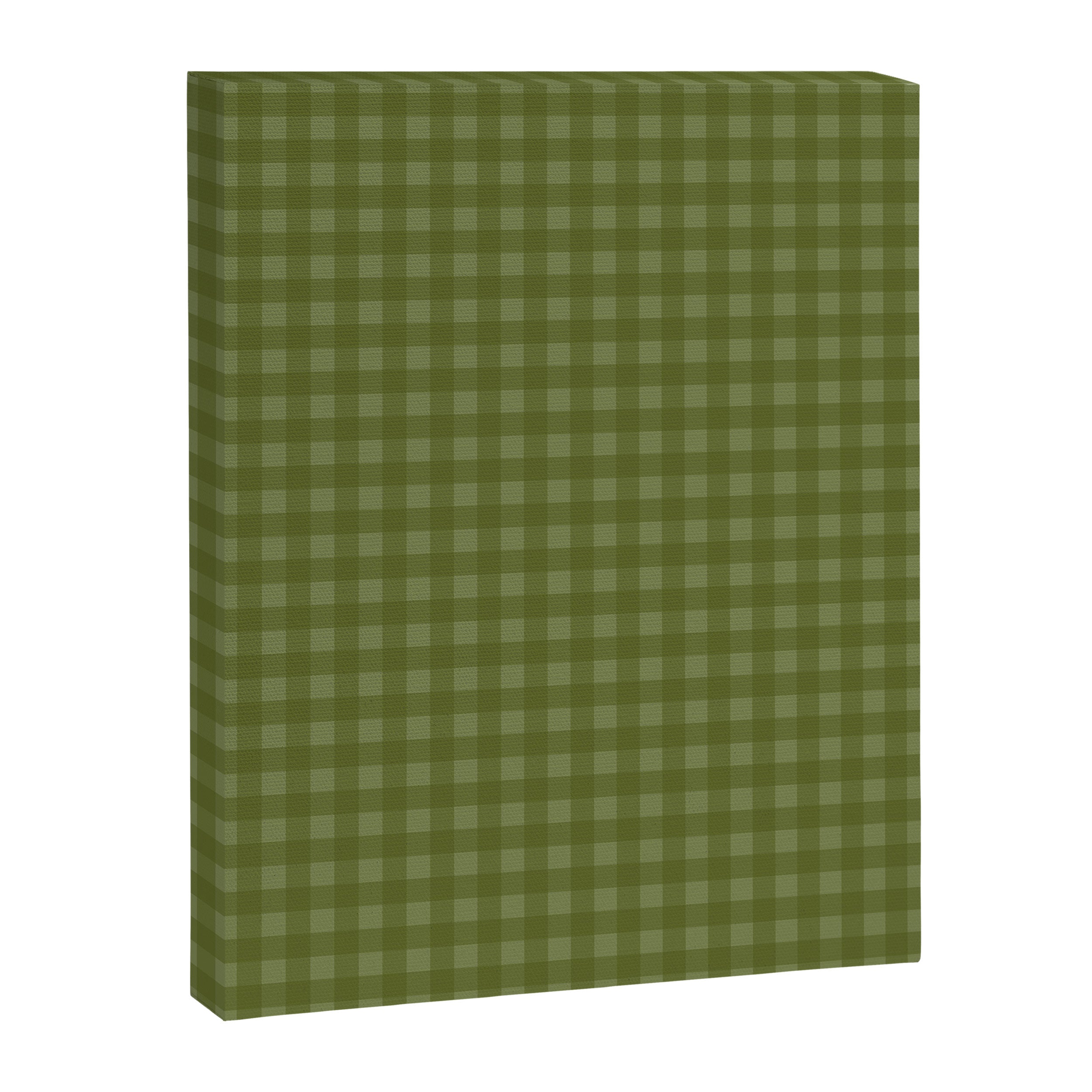 Gingham Check Pattern in Olive and Moss Green Canvas Print Gallery Image 6