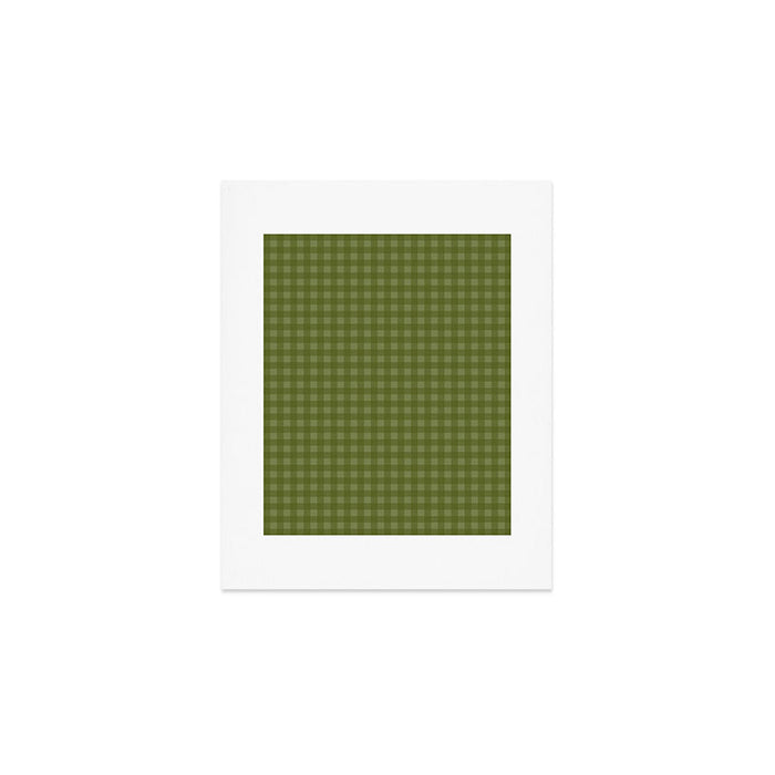 Gingham Check Pattern in Olive and Moss Green Art Print Gallery Image 1
