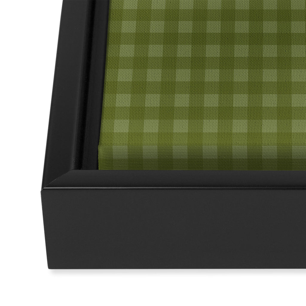 Gingham Check Pattern in Olive and Moss Green Framed Canvas Print Gallery Image 3
