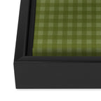 Gingham Check Pattern in Olive and Moss Green Framed Canvas Print Gallery Image 3