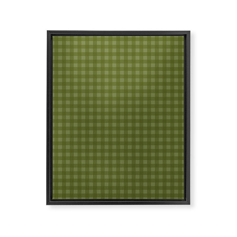 Gingham Check Pattern in Olive and Moss Green Framed Canvas Print Gallery Image 6